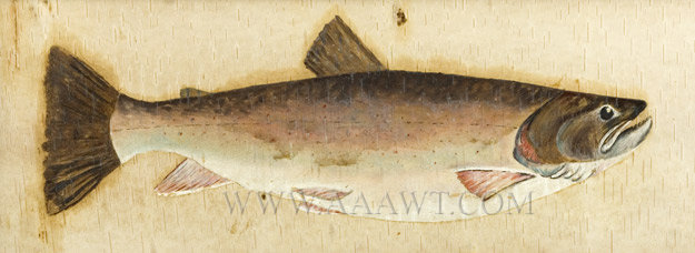 Trout Painting on Birch Bark, Original Frame
Adirondack
Circa 1900, entire view